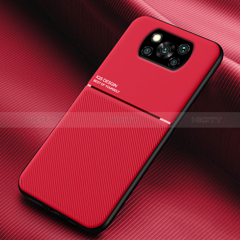 Custodia Silicone Ultra Sottile Morbida Cover con Magnetico per Xiaomi Poco X3 Pro Rosso