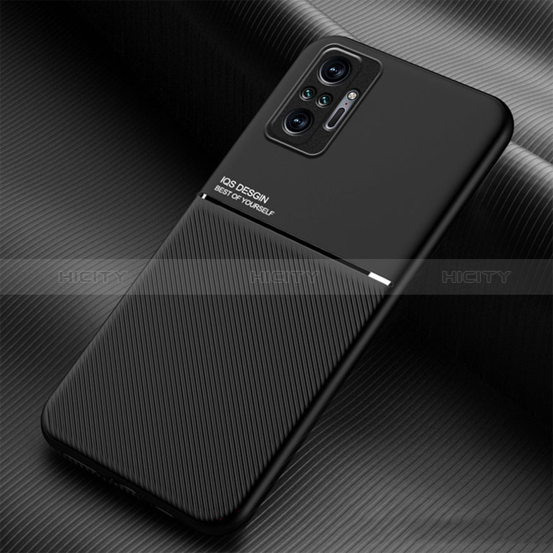 Custodia Silicone Ultra Sottile Morbida Cover con Magnetico per Xiaomi Redmi Note 10 Pro 4G Nero