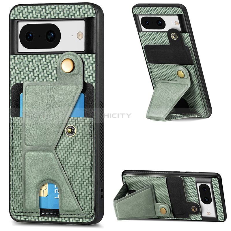 Custodia Silicone Ultra Sottile Morbida Cover con Magnetico S01D per Google Pixel 8 5G Verde