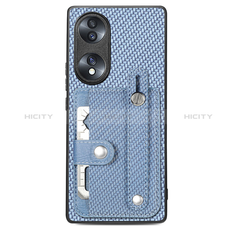 Custodia Silicone Ultra Sottile Morbida Cover con Magnetico S01D per Huawei Honor 70 5G Blu