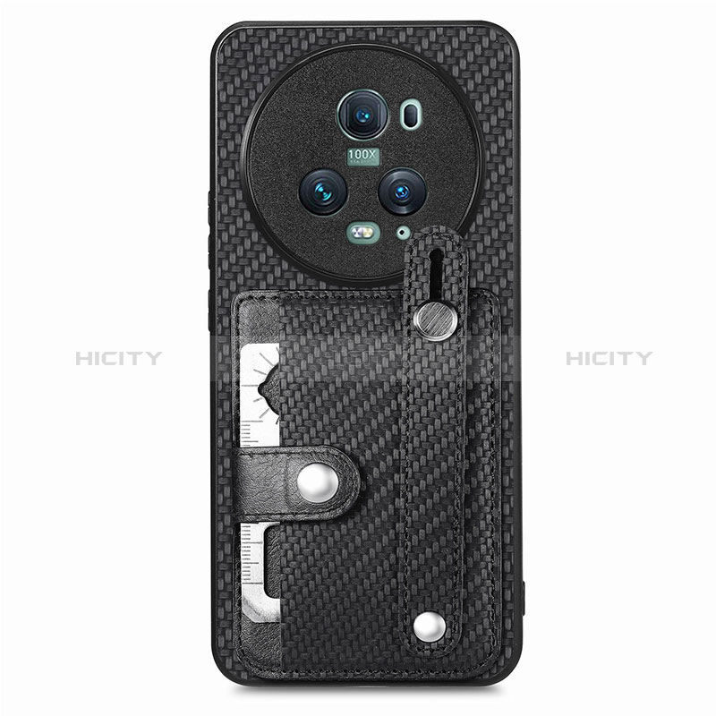 Custodia Silicone Ultra Sottile Morbida Cover con Magnetico S01D per Huawei Honor Magic5 Pro 5G Nero