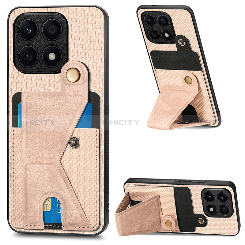 Custodia Silicone Ultra Sottile Morbida Cover con Magnetico S01D per Huawei Honor X8a 4G Oro