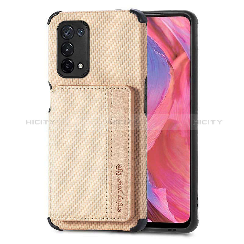 Custodia Silicone Ultra Sottile Morbida Cover con Magnetico S01D per Oppo A74 5G Oro