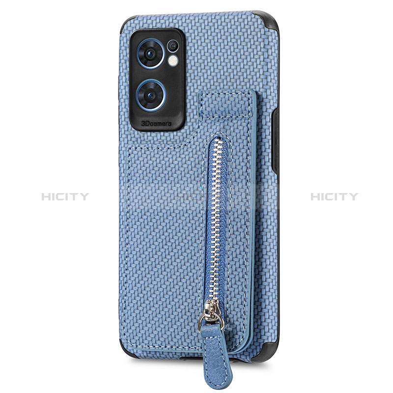 Custodia Silicone Ultra Sottile Morbida Cover con Magnetico S01D per Oppo Find X5 Lite 5G Blu