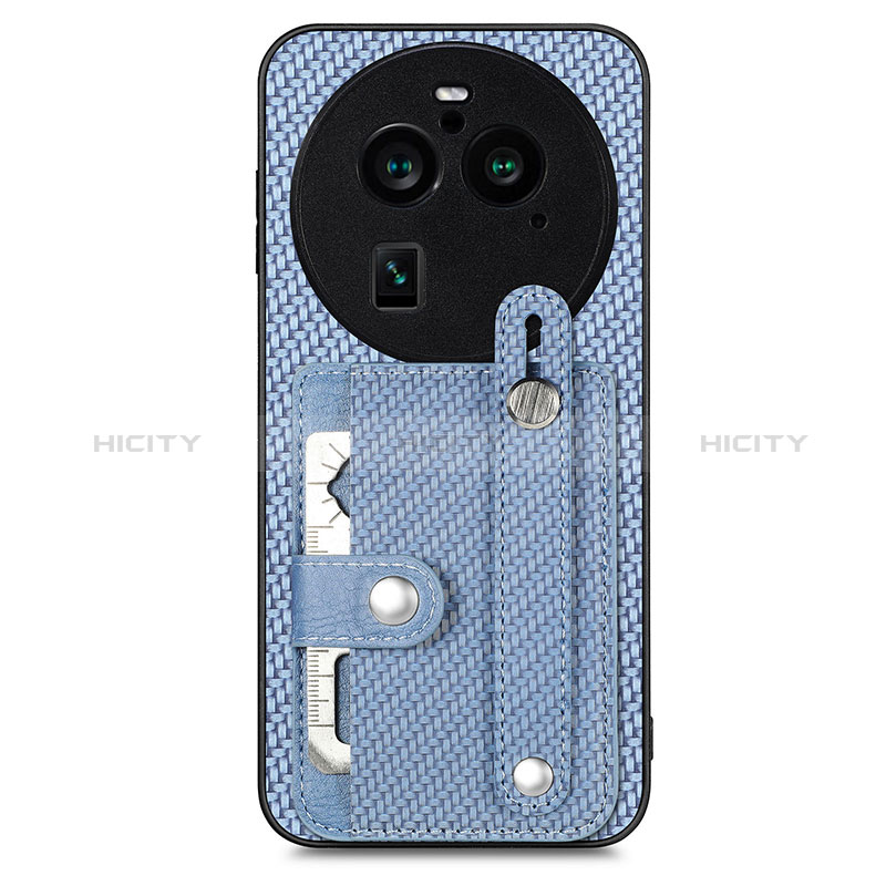 Custodia Silicone Ultra Sottile Morbida Cover con Magnetico S01D per Oppo Find X6 5G Blu