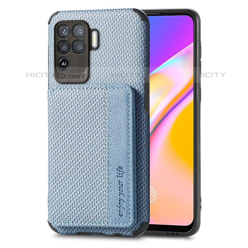 Custodia Silicone Ultra Sottile Morbida Cover con Magnetico S01D per Oppo Reno5 F Blu