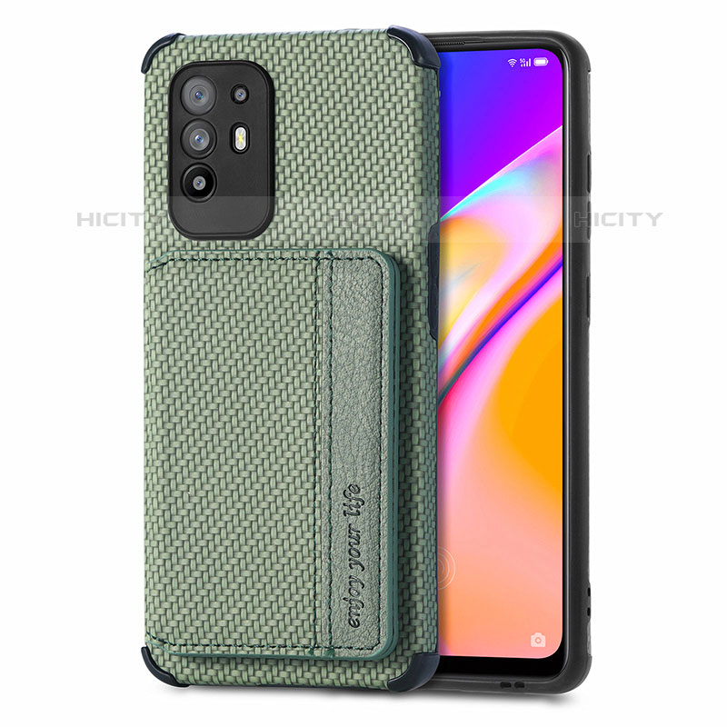 Custodia Silicone Ultra Sottile Morbida Cover con Magnetico S01D per Oppo Reno5 Z 5G Verde