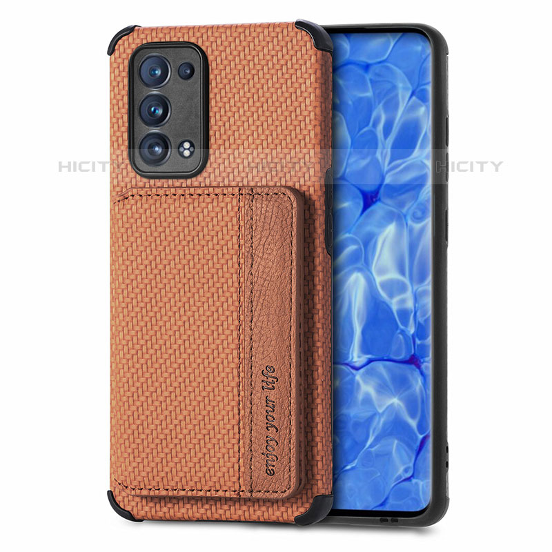 Custodia Silicone Ultra Sottile Morbida Cover con Magnetico S01D per Oppo Reno6 Pro 5G Marrone