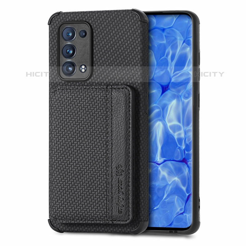 Custodia Silicone Ultra Sottile Morbida Cover con Magnetico S01D per Oppo Reno6 Pro 5G Nero