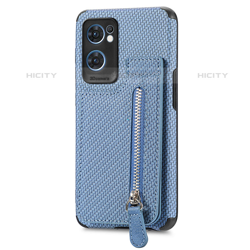 Custodia Silicone Ultra Sottile Morbida Cover con Magnetico S01D per Oppo Reno7 5G Blu