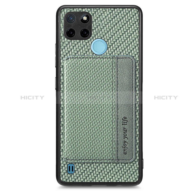 Custodia Silicone Ultra Sottile Morbida Cover con Magnetico S01D per Realme C21Y Verde