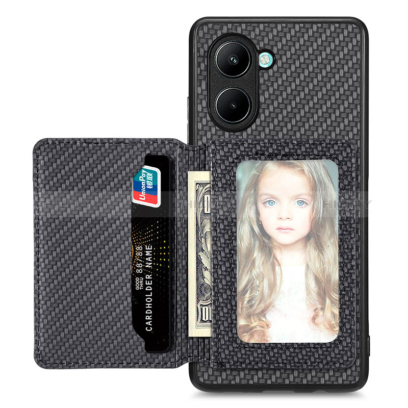 Custodia Silicone Ultra Sottile Morbida Cover con Magnetico S01D per Realme C33 (2023) Nero