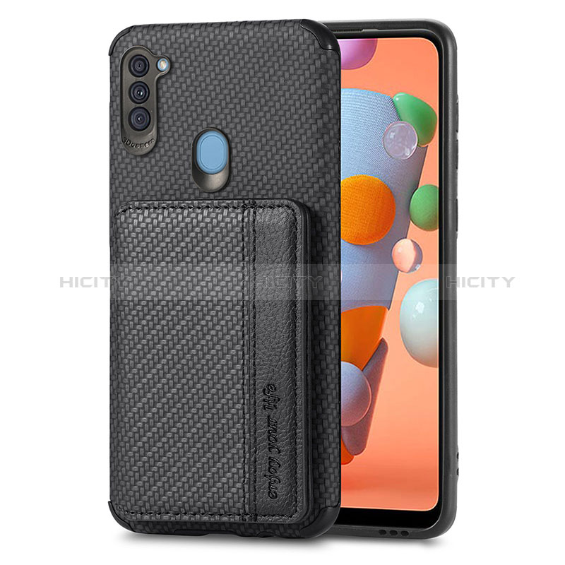 Custodia Silicone Ultra Sottile Morbida Cover con Magnetico S01D per Samsung Galaxy A11 Nero