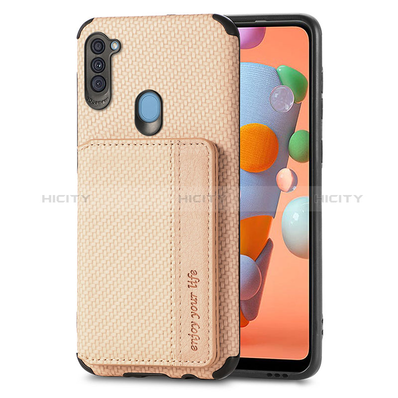 Custodia Silicone Ultra Sottile Morbida Cover con Magnetico S01D per Samsung Galaxy A11 Oro