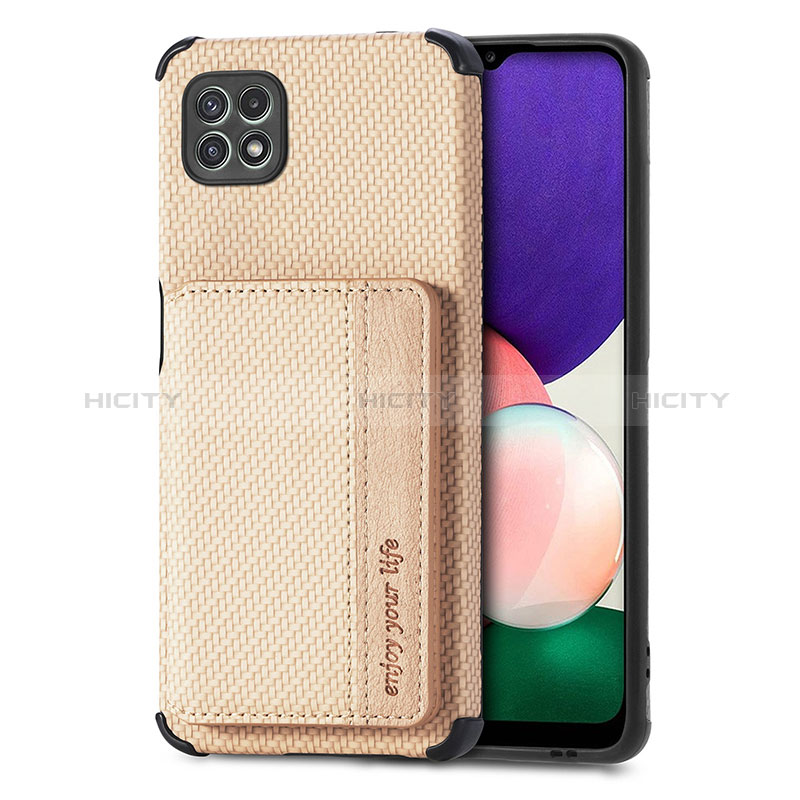 Custodia Silicone Ultra Sottile Morbida Cover con Magnetico S01D per Samsung Galaxy A22s 5G Oro