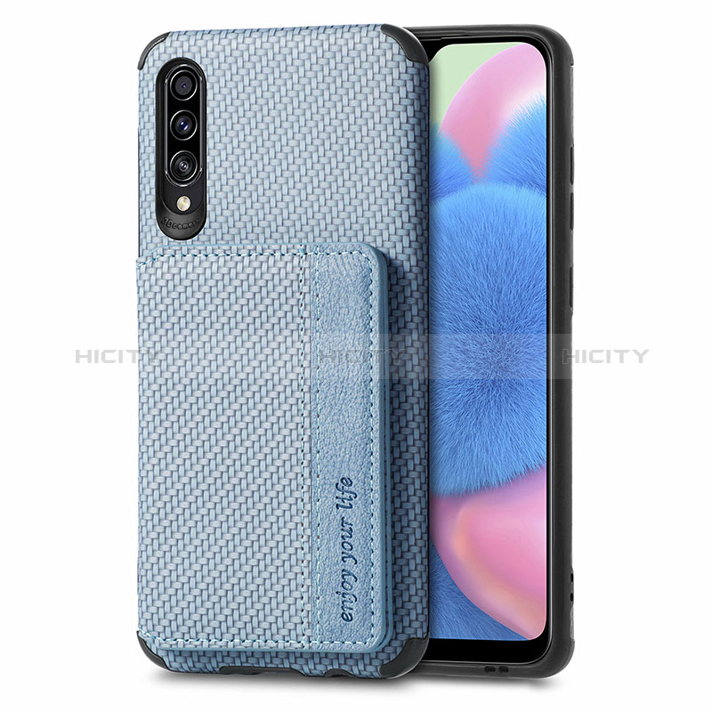 Custodia Silicone Ultra Sottile Morbida Cover con Magnetico S01D per Samsung Galaxy A30S Blu