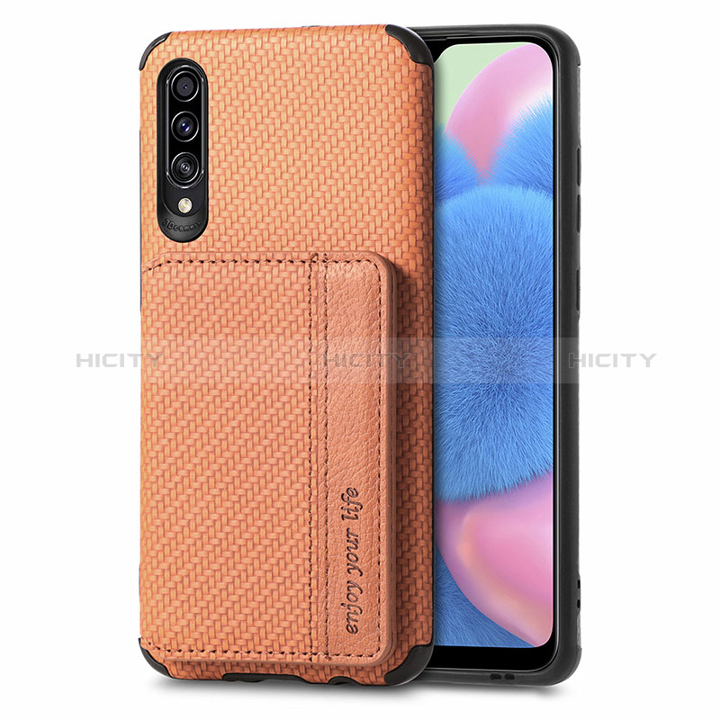 Custodia Silicone Ultra Sottile Morbida Cover con Magnetico S01D per Samsung Galaxy A30S Marrone