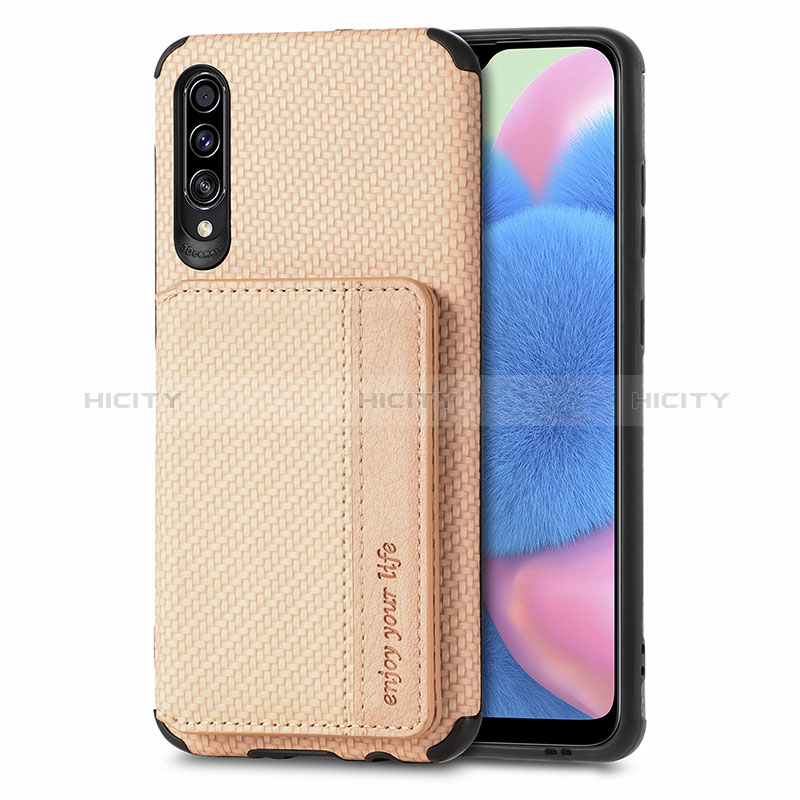 Custodia Silicone Ultra Sottile Morbida Cover con Magnetico S01D per Samsung Galaxy A30S Oro