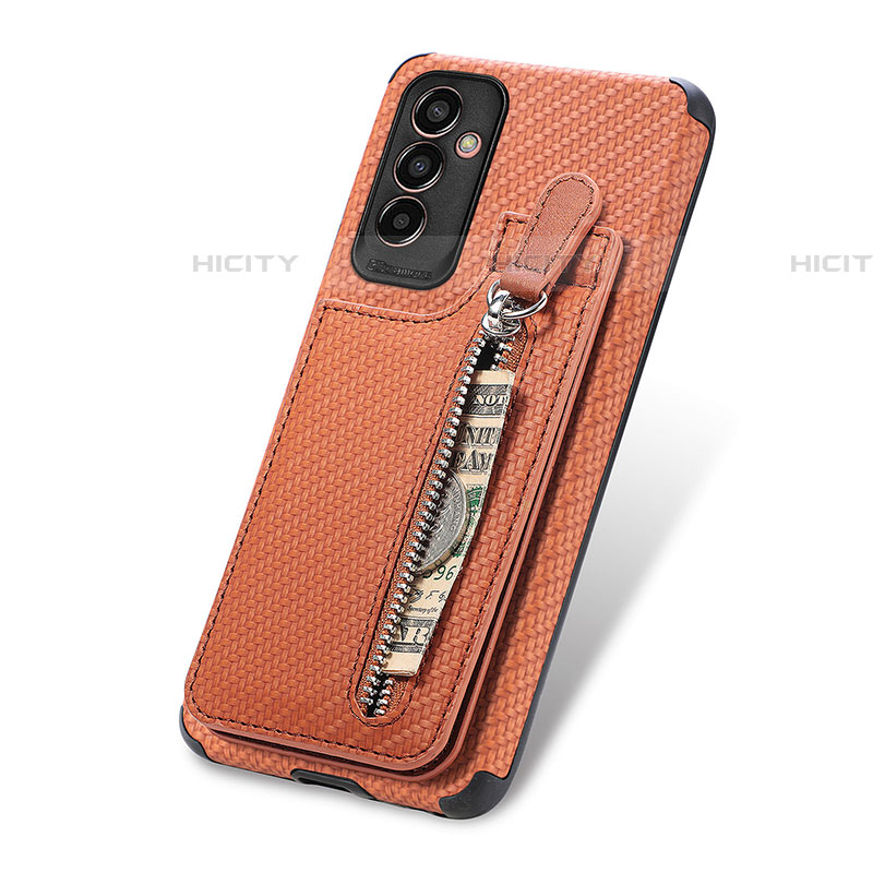 Custodia Silicone Ultra Sottile Morbida Cover con Magnetico S01D per Samsung Galaxy F13 4G Marrone