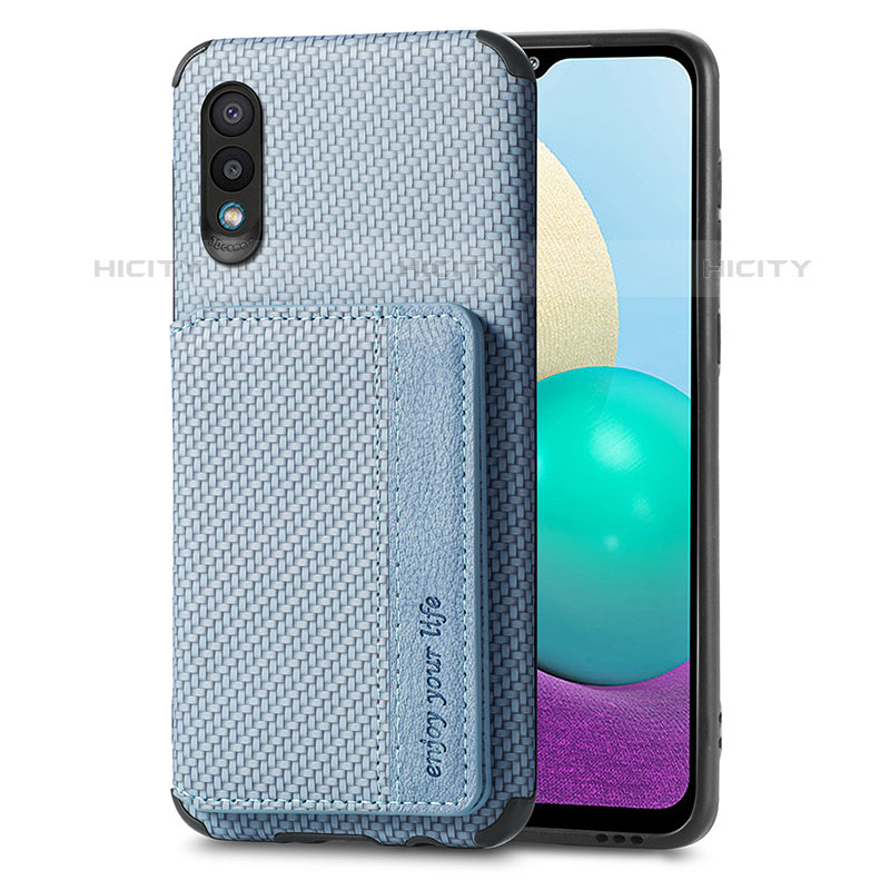 Custodia Silicone Ultra Sottile Morbida Cover con Magnetico S01D per Samsung Galaxy M02 Blu