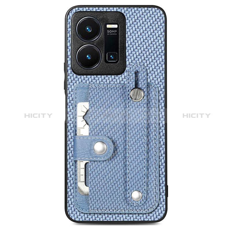 Custodia Silicone Ultra Sottile Morbida Cover con Magnetico S01D per Vivo Y35 4G Blu