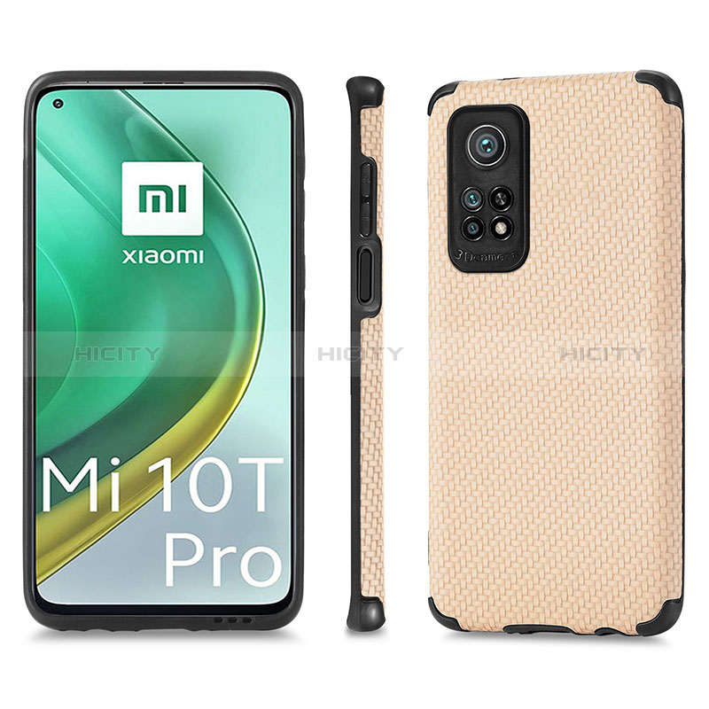 Custodia Silicone Ultra Sottile Morbida Cover con Magnetico S01D per Xiaomi Mi 10T Pro 5G Oro