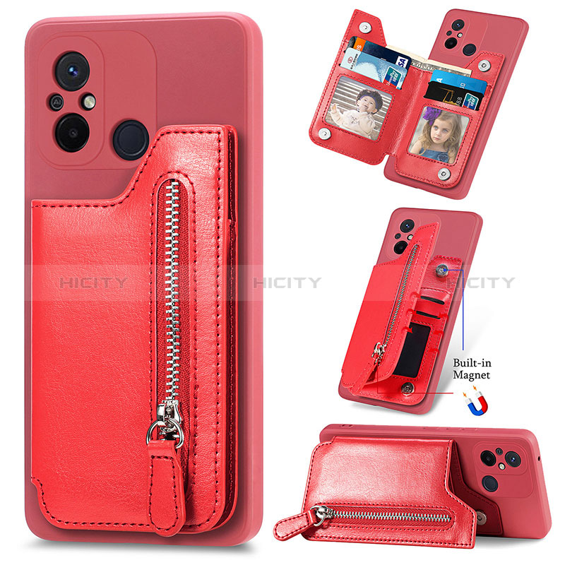 Custodia Silicone Ultra Sottile Morbida Cover con Magnetico S01D per Xiaomi Poco C55 Rosso