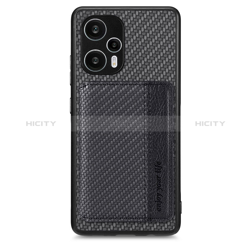 Custodia Silicone Ultra Sottile Morbida Cover con Magnetico S01D per Xiaomi Poco F5 5G Nero