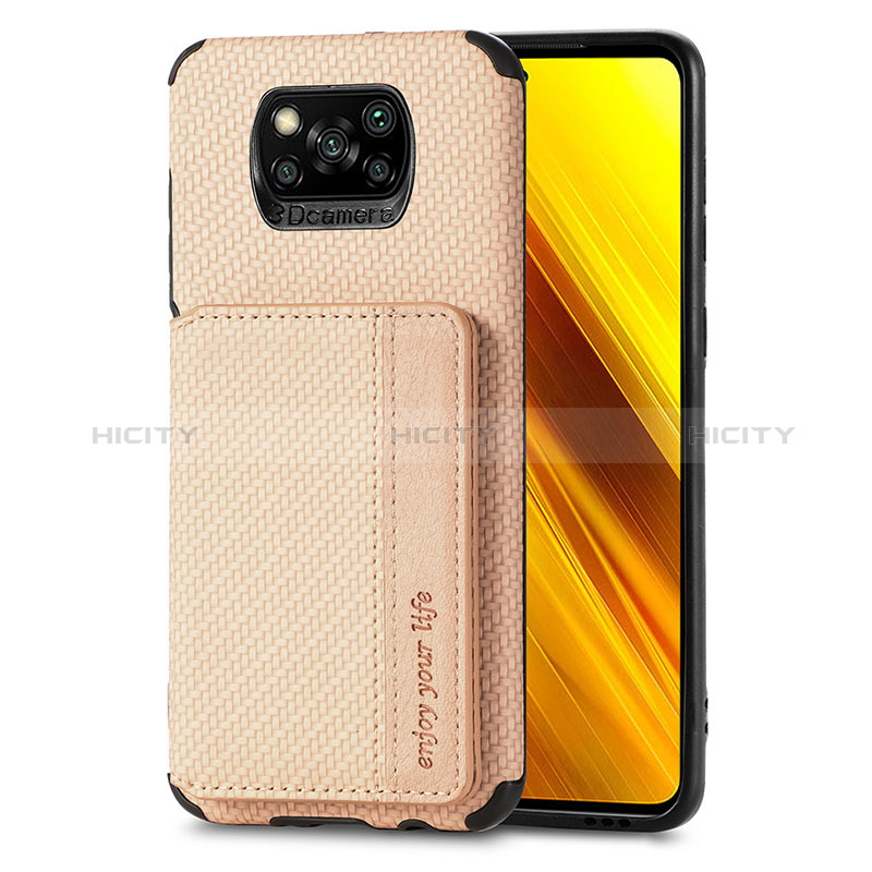 Custodia Silicone Ultra Sottile Morbida Cover con Magnetico S01D per Xiaomi Poco X3 Pro Oro