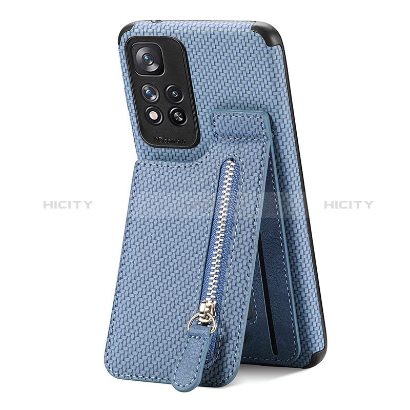 Custodia Silicone Ultra Sottile Morbida Cover con Magnetico S01D per Xiaomi Poco X4 NFC Blu