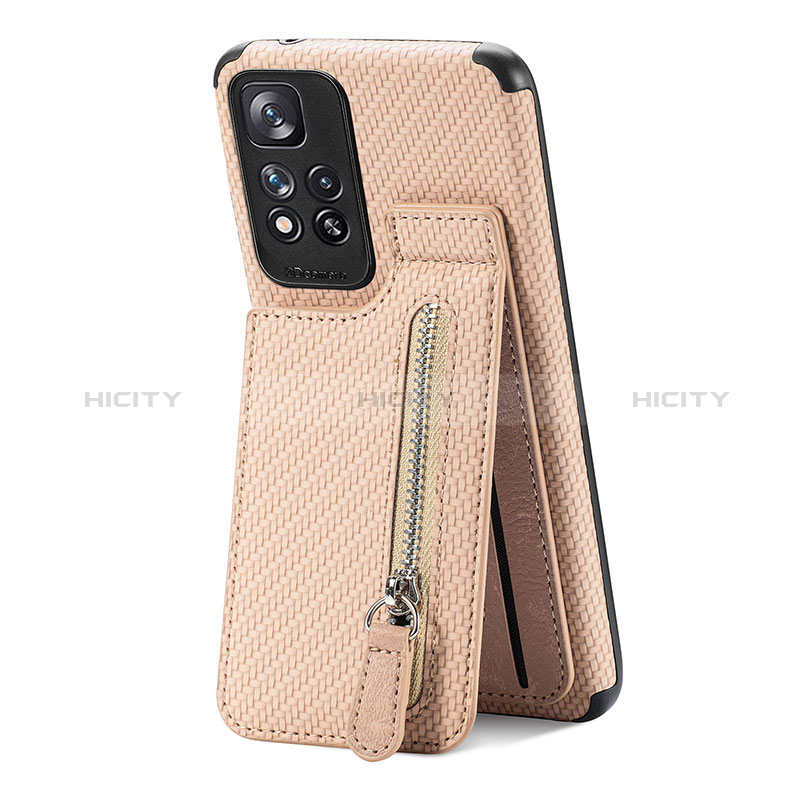 Custodia Silicone Ultra Sottile Morbida Cover con Magnetico S01D per Xiaomi Poco X4 NFC Oro