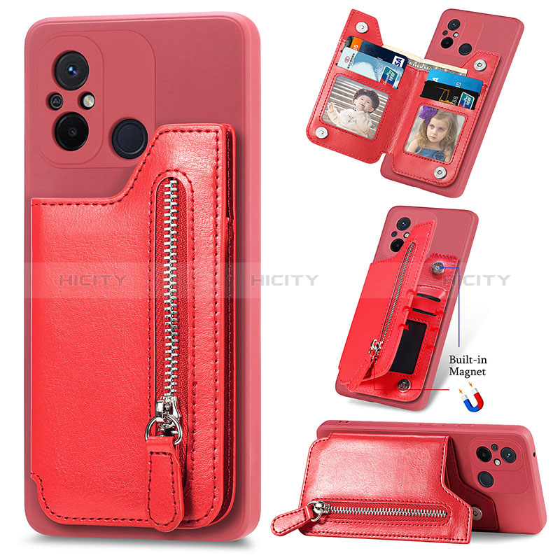 Custodia Silicone Ultra Sottile Morbida Cover con Magnetico S01D per Xiaomi Redmi 12C 4G Rosso