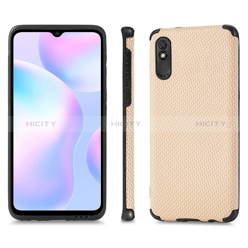 Custodia Silicone Ultra Sottile Morbida Cover con Magnetico S01D per Xiaomi Redmi 9i Oro