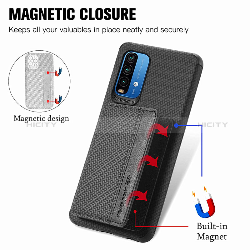 Custodia Silicone Ultra Sottile Morbida Cover con Magnetico S01D per Xiaomi Redmi 9T 4G