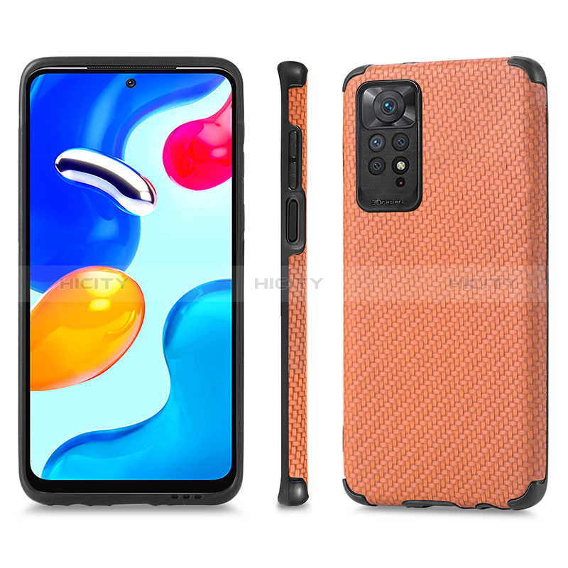 Custodia Silicone Ultra Sottile Morbida Cover con Magnetico S01D per Xiaomi Redmi Note 11 4G (2022) Marrone