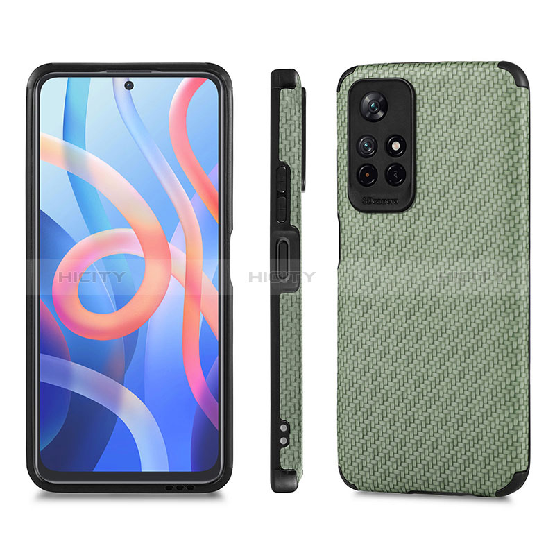 Custodia Silicone Ultra Sottile Morbida Cover con Magnetico S01D per Xiaomi Redmi Note 11 5G Verde