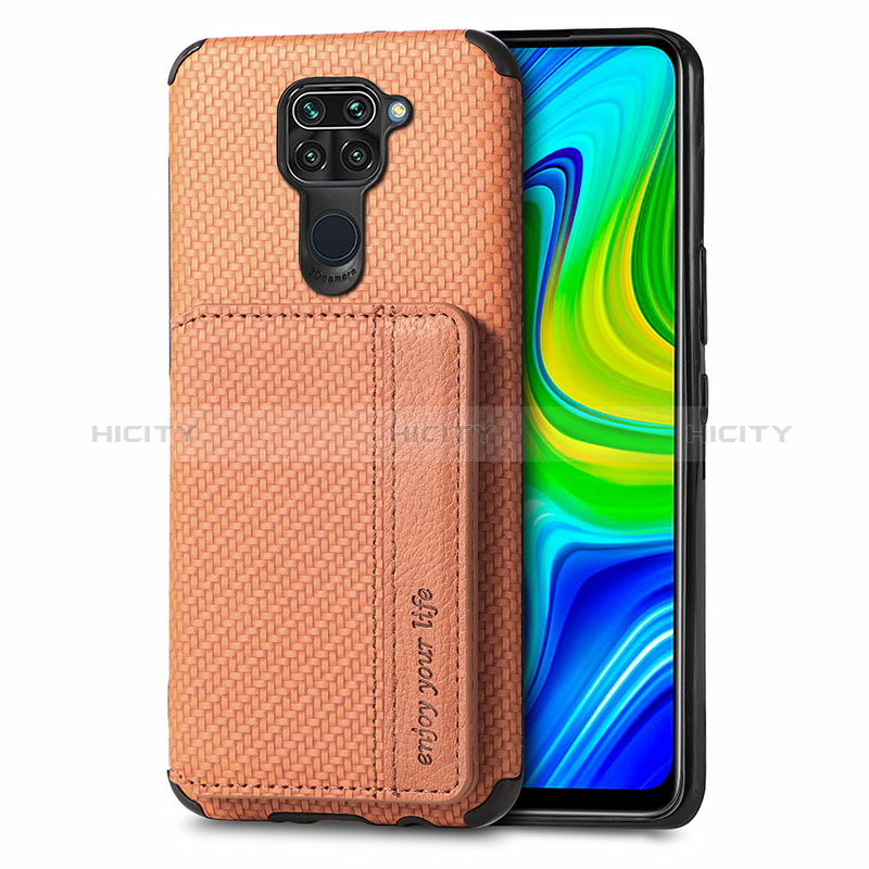 Custodia Silicone Ultra Sottile Morbida Cover con Magnetico S01D per Xiaomi Redmi Note 9 Marrone