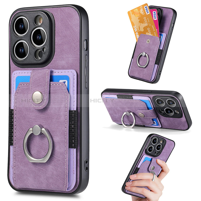 Custodia Silicone Ultra Sottile Morbida Cover con Magnetico S02D per Apple iPhone 15 Pro Max Viola