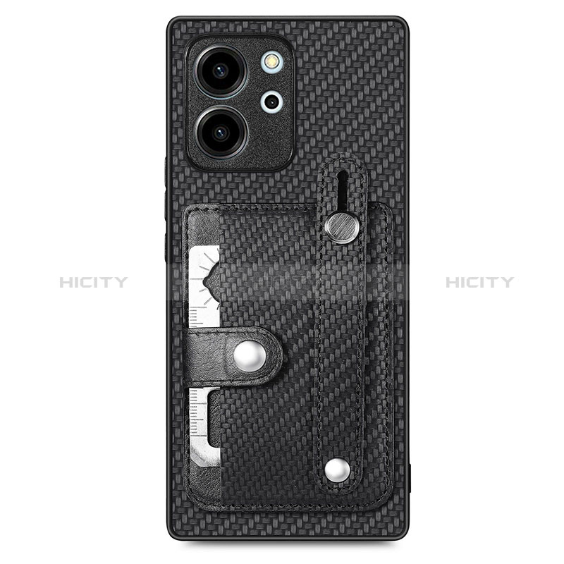 Custodia Silicone Ultra Sottile Morbida Cover con Magnetico S02D per Huawei Honor 80 SE 5G Nero