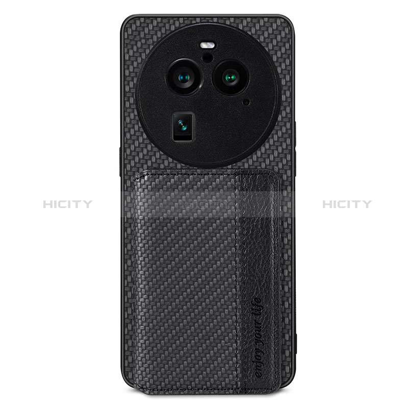 Custodia Silicone Ultra Sottile Morbida Cover con Magnetico S02D per Oppo Find X6 Pro 5G Nero