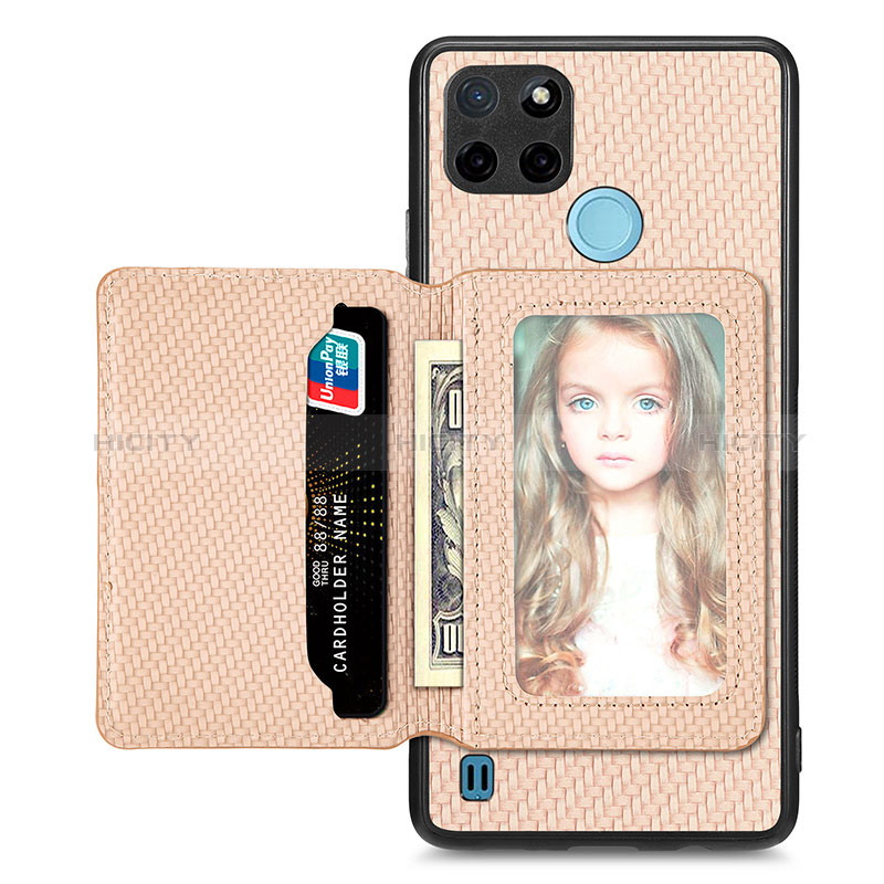 Custodia Silicone Ultra Sottile Morbida Cover con Magnetico S02D per Realme C25Y India Oro