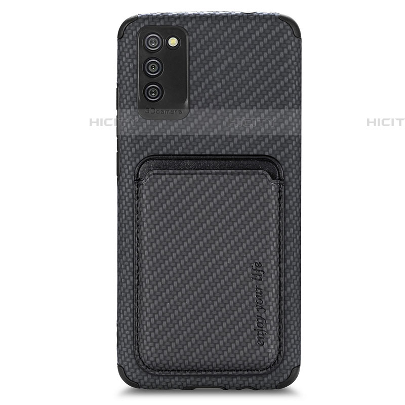 Custodia Silicone Ultra Sottile Morbida Cover con Magnetico S02D per Samsung Galaxy A03s Nero