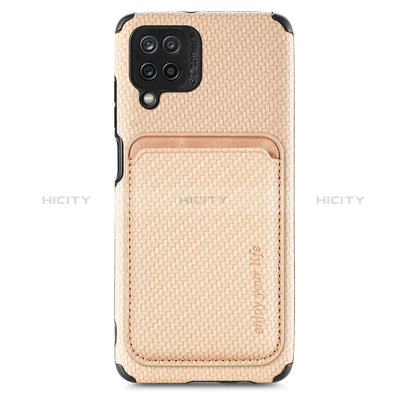 Custodia Silicone Ultra Sottile Morbida Cover con Magnetico S02D per Samsung Galaxy A12 Nacho Oro