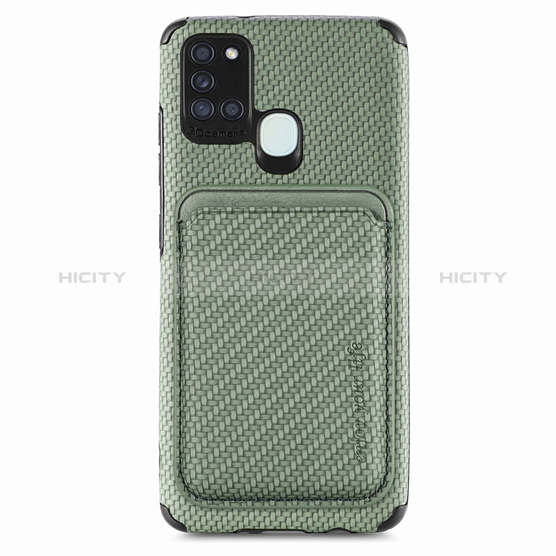 Custodia Silicone Ultra Sottile Morbida Cover con Magnetico S02D per Samsung Galaxy A21s Verde