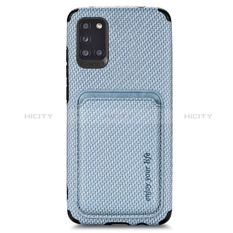 Custodia Silicone Ultra Sottile Morbida Cover con Magnetico S02D per Samsung Galaxy A31 Blu