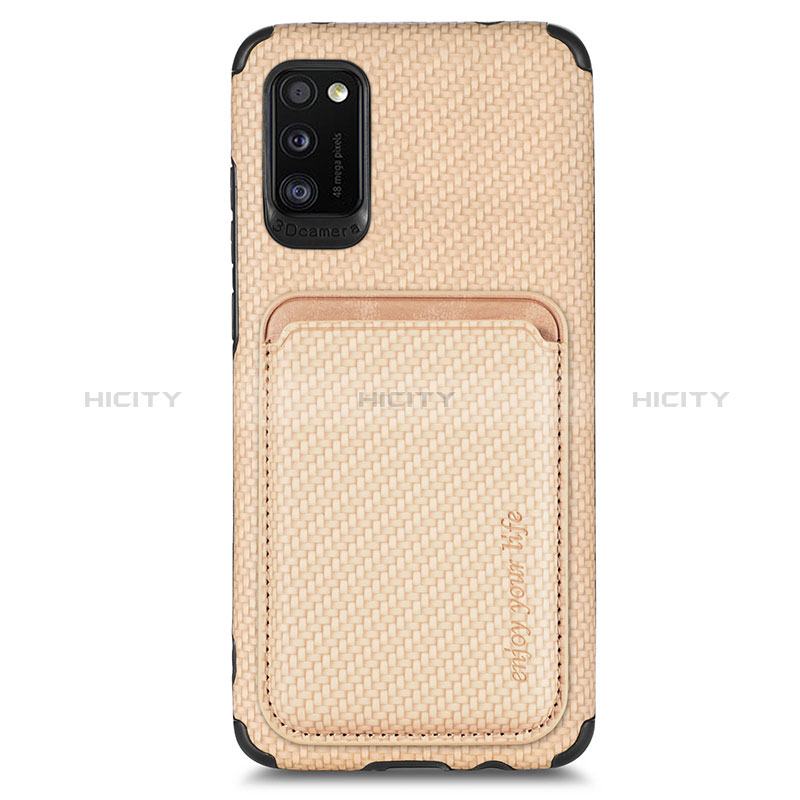 Custodia Silicone Ultra Sottile Morbida Cover con Magnetico S02D per Samsung Galaxy A41 Oro