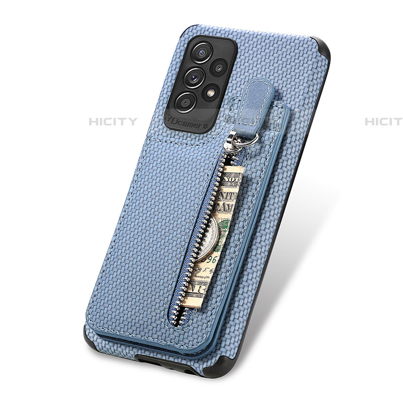 Custodia Silicone Ultra Sottile Morbida Cover con Magnetico S02D per Samsung Galaxy A52 4G Blu