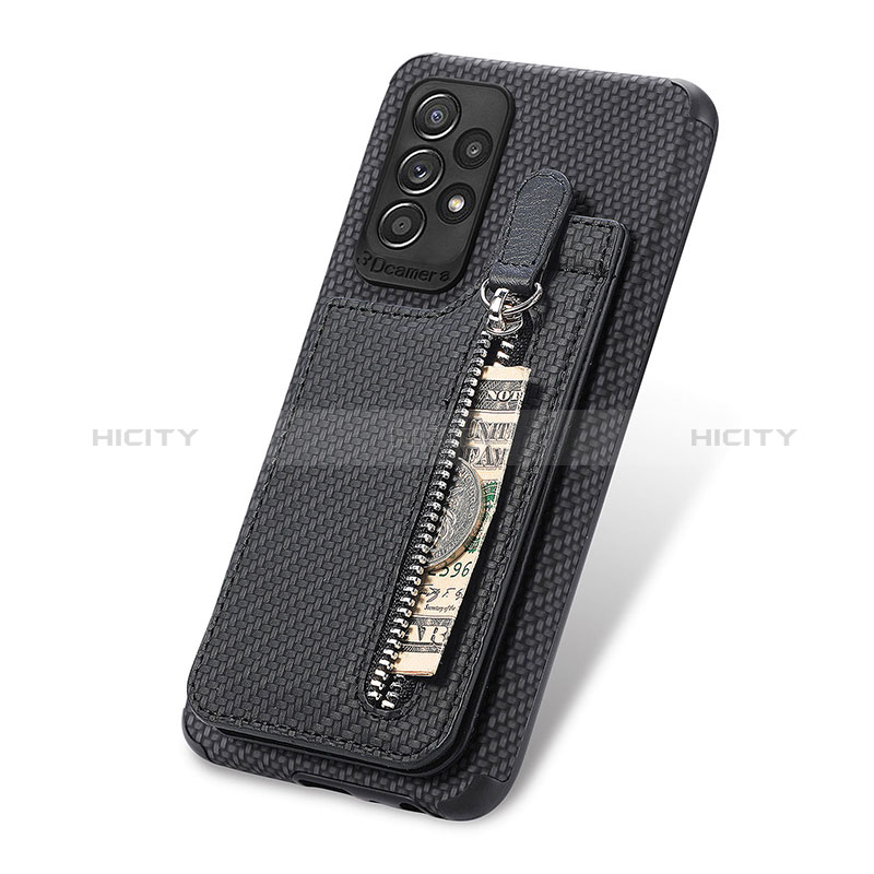 Custodia Silicone Ultra Sottile Morbida Cover con Magnetico S02D per Samsung Galaxy A52s 5G Nero