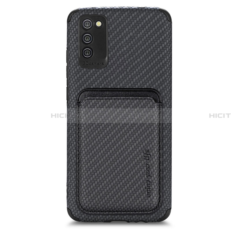 Custodia Silicone Ultra Sottile Morbida Cover con Magnetico S02D per Samsung Galaxy F02S SM-E025F Nero