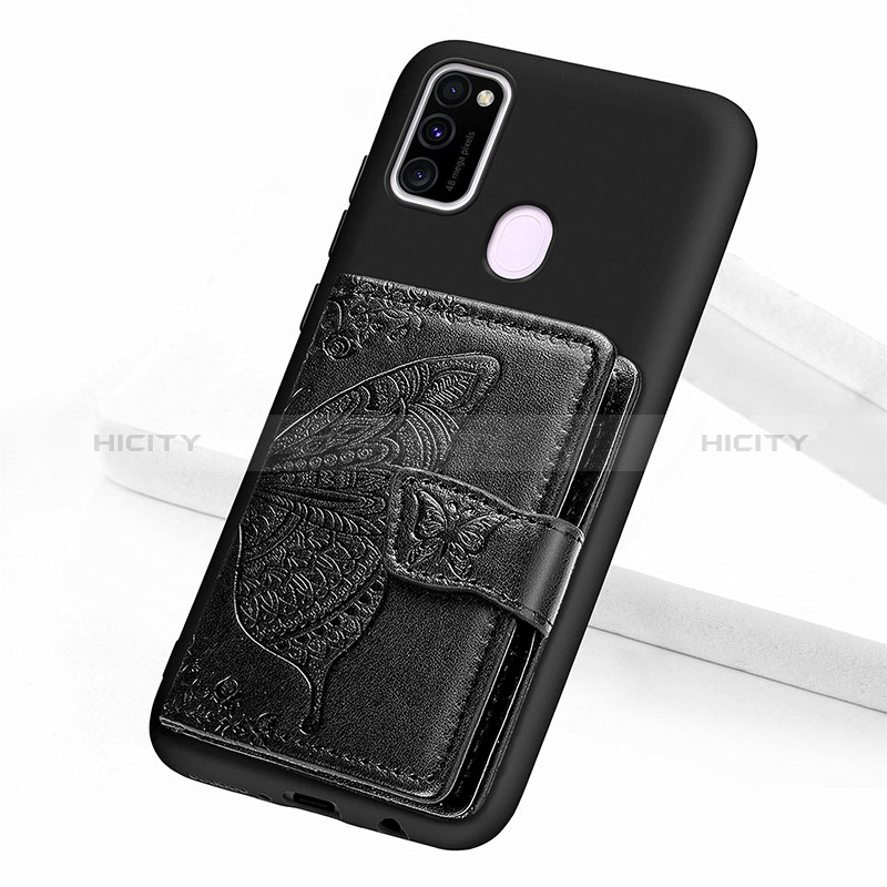 Custodia Silicone Ultra Sottile Morbida Cover con Magnetico S02D per Samsung Galaxy M21 Nero